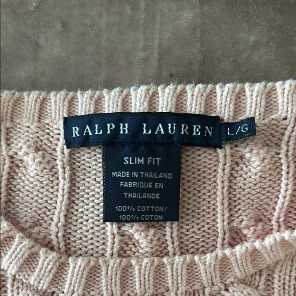Ralph Lauren Pink Cable Knit Crew Neck Sweater - Picture 2 of 4
